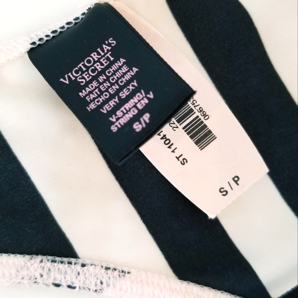 Victoria's Secret Vintage Very Sexy Lace Stripe Strappy V-String Thong Panty NWT - Picture 8 of 12